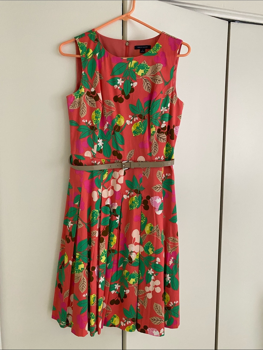Tommy Hilfiger Coral Pink Floral Midi Dress